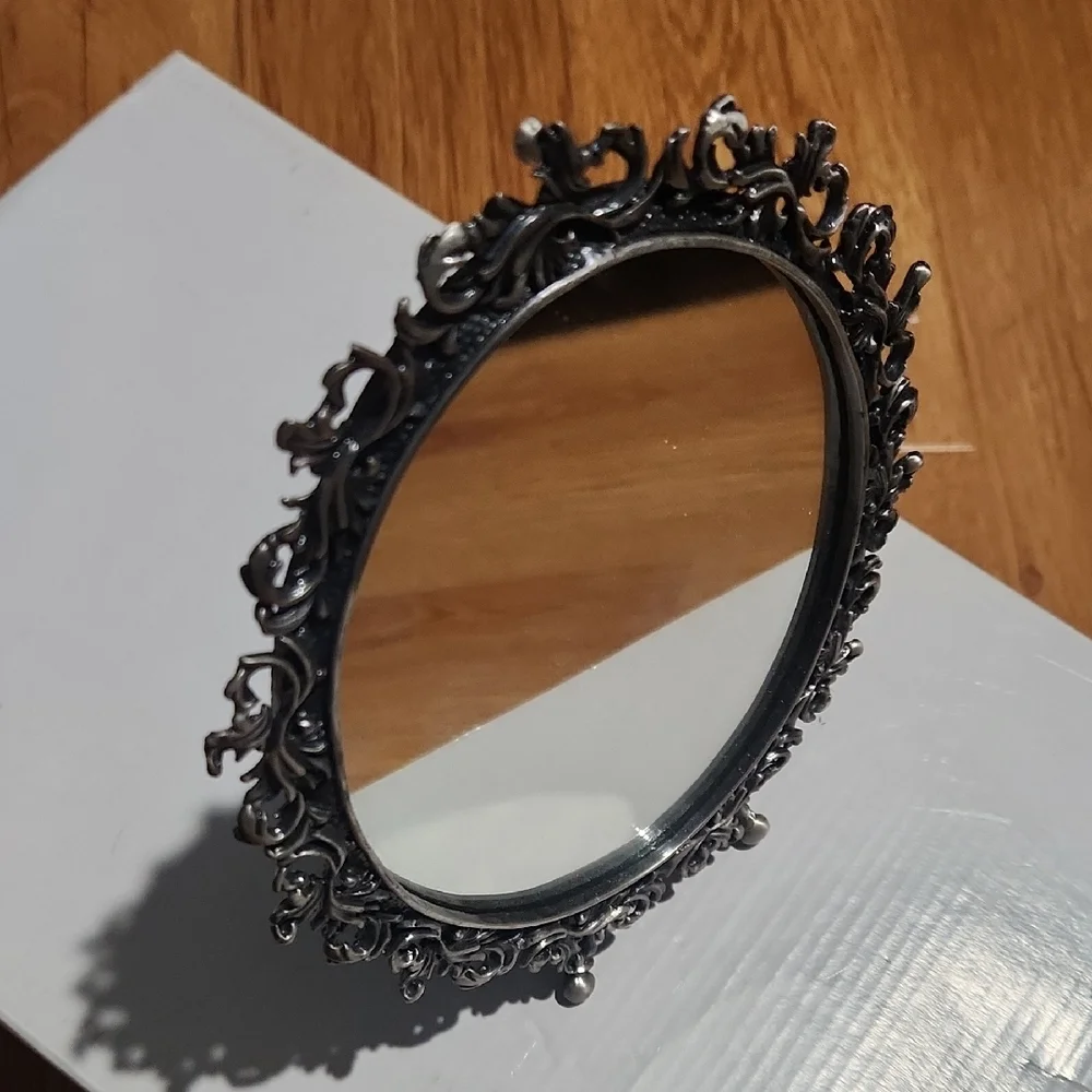 Ornate Silver Round Mirror New